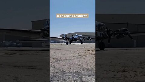 B17 Flying Fortress engine shutdown. Chino California.