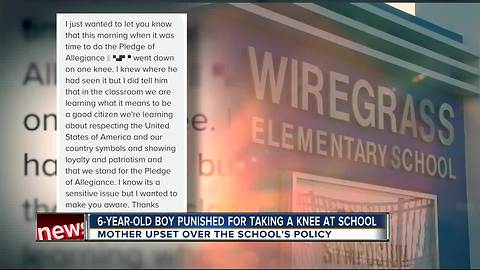 6-year-old boy told to stand after taking a knee at school