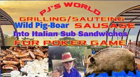 How To Saute Wild Pig Boar Sausage, With Garlic, Sweet Onions Into Italian Sub Sandwiches
