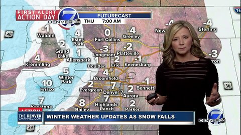 Noon weather and traffic update as snow falls in Colorado