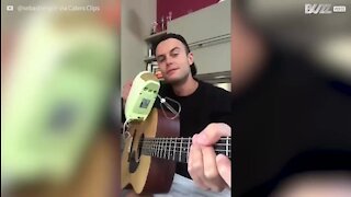 Tocar guitarra com uma batedeira? Este jovem mostra que é possível