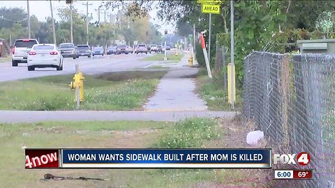 Daughter of fatal hit and run victim pushes for sidewalks