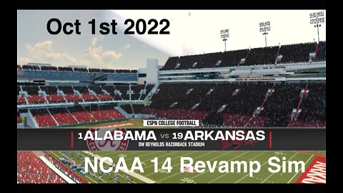 #2 Alabama at #25 Arkansas October 1st 2022 Sim NCAA 14