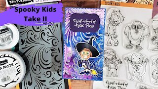 Media Paste and Embossing Powder| Handmade Halloween Greeting Card