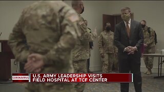 US Army leadership visits field hospital at Detroit's TCF Center