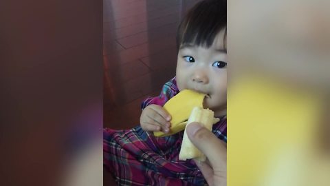 Sweet Toddler Girl Prefers Banana Peel Over Actual Banana