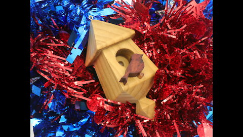 Handmade Wood Miniature Birdhouse Christmas Tree Ornament 1111644450