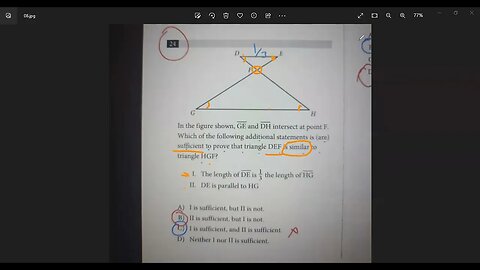 official SAT Test No 24 Section 4, Geometry, Similarity, Triangles