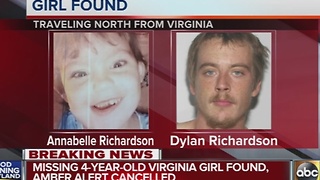 Missing 4-year-old Virginia girl found, AMBER Alert canceled