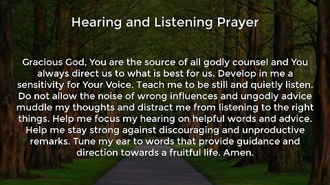 Hearing and Listening Prayer (Prayer for Wisdom and Direction)