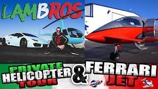 PRIVATE HELICOPTER TOUR + FERRARI JET ( RARE PIAGGIO ) | LAMBROS