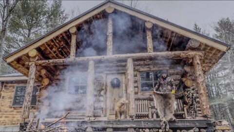 You may not want to watch this one (if you don't eat meat) | Finishing the wood ceiling in my cabin