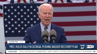 President holds rally in Georgia, pushing massive recovery plan