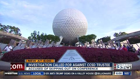 Clark County School Board president leaves bully conference early for Disney World