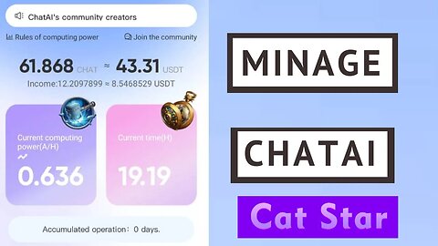 Chatany cat minage chat ai token global bot web3.0 hash crypto opportunité