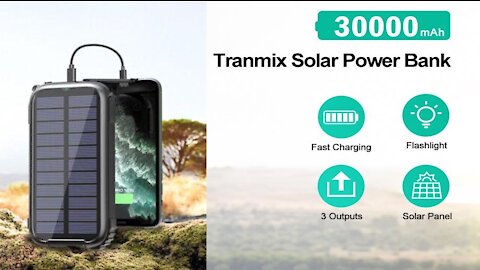 Tranmix 30000mAh High Capacity Portable Solar Power Bank Charger