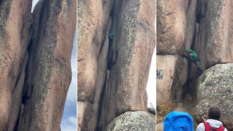 70-year-old man demonstrates unbelievable climbing skills