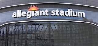 Crews working on Raiders' Allegiant Stadium screen