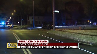 Intersection closed on Detroit's east side due to rollover crash
