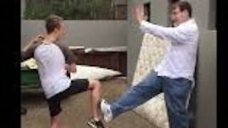 JKD Sifu Mike Goldberg Demonstrates A Foot Obstruction Against A Front Kick