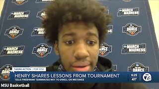 Henry shares NCAA Tournament lessons with teammates