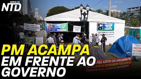 Policiais Militares acampados em frente ao Palácio Iguaçu