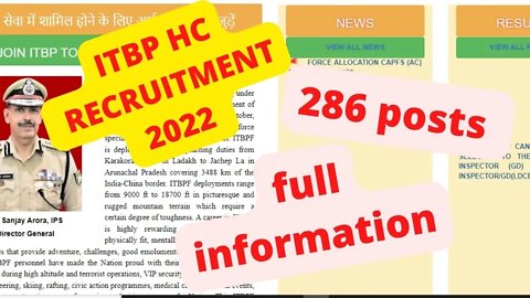 ITBP Recruitment 2022 || itbp head constable recruitment 2022 || full notification out #ITBP #itbp