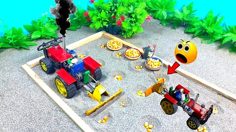 diy mini tractor with mini plough machine for corn farming | diy tractor