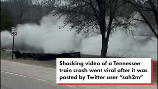 Shocking video shows train derails in Tennessee