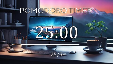 25/5 Pomodoro Timer 🗻 Calming Piano + Frequency for Relaxing, Studying and Working 🗻