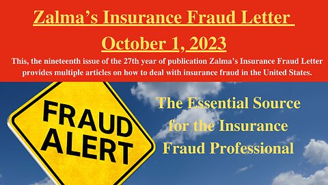 Zalma's Insurance Fraud Letter - October 1, 2023