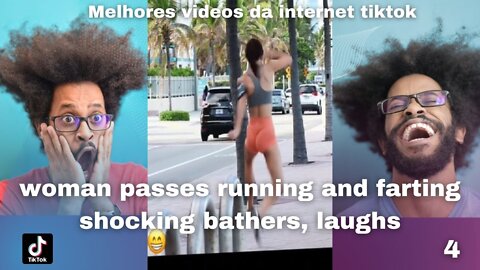 street prank girl passes running and farting on the beach