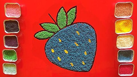 How to Draw Blue Strawberry with Rice Drawing Technique