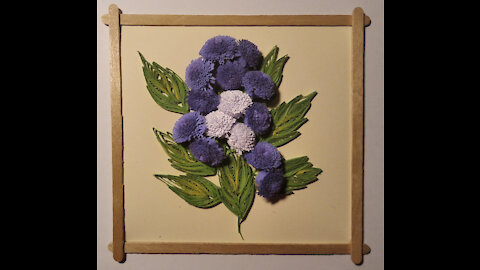 How to make quilling flower card with ageratum
