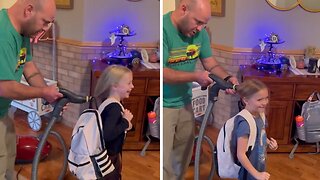 Dad Uses Vacuum to Quickly Fix His Daughters’ Hair