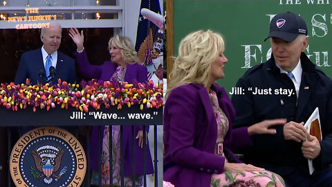 Jill Biden instructs Joe Biden: "Wave... Wave... Just stay."