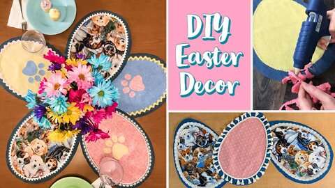 DIY Dog Mom Easter Decor - No Sew Mutts & Eggs Centerpiece