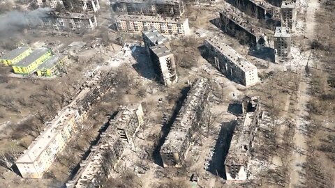 Drone Flyover of Mariupol, once a busy industrial port, has been turned to ruin by Russian shelling