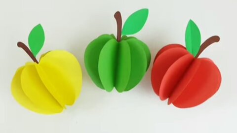 How To Make Easy 3D Paper APPLE For Kids / Nursery Craft Ideas / Paper Craft /