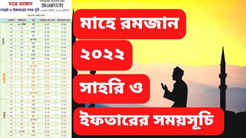 Ramdan Calendar 2022 Bangladesh | Sehri and Iftar time in Dhaka | Ramadan 2022 time | সাহরি ও ইফতার