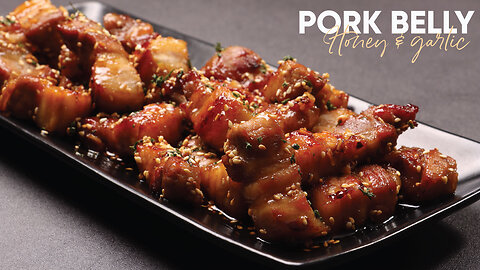 Pork belly with honey and garlic sauce!