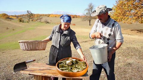 Azerbaijani cuisine Leaf Stuffing and Hawthorn Compote, ASMR food, Country Life Vlog