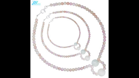 Princess spiny oyster white sakura onyx pendant and Milky Blue Aquamarine gemstone necklace gift 03