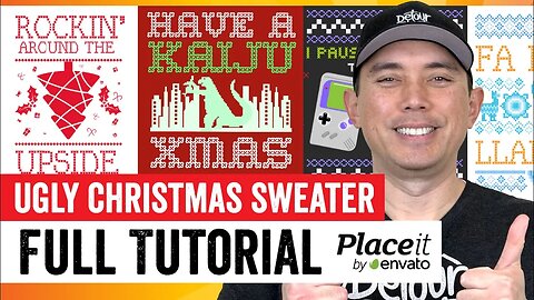 Simple Ugly Christmas Sweater Designs with Placeit in Minutes...Full Tutorial