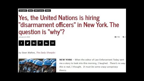 UN Disarmament Officer Position - Are They Coming For Our Guns?