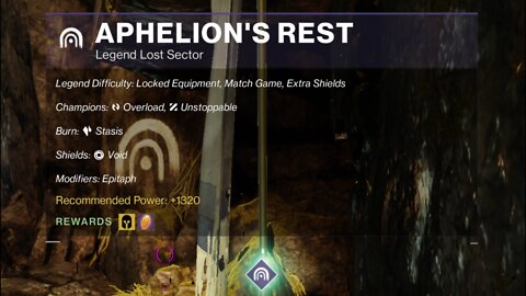 Destiny 2, Legend Lost Sector, Aphelion's Rest on the Dreaming City 2-18-22