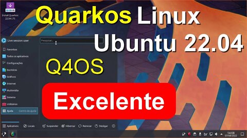 Quark (Q4OS) Linux Ubuntu 22.04 Distro rápida, leve e amigável. Muito boa para usuários do Windows