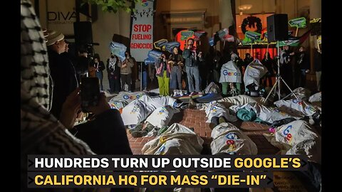 Moment pro-Palestine protesters held mass die in outside Google's HQ in San Francisco