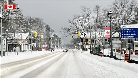 Driving to Town of WASAGA BEACH Ontario CANADA 🇨🇦 Winter Snowfall Road Trip