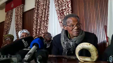 Dr Mangosuthu Buthelezi ahead of the Zulu king entering the cattle enclosure
